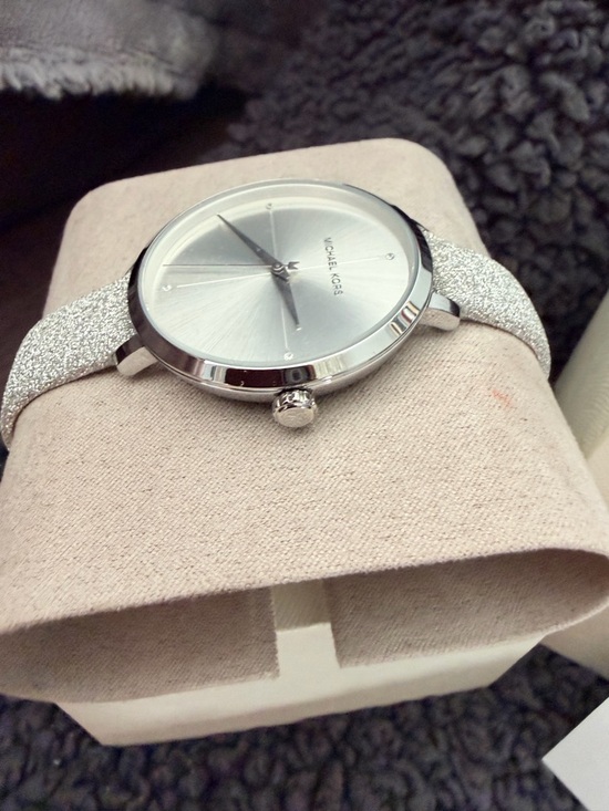 Michael Kors MK2793 Charley Silver Watch Glitter Strap Minimal Dial NWOT w/ Box - Picture 5 of 6